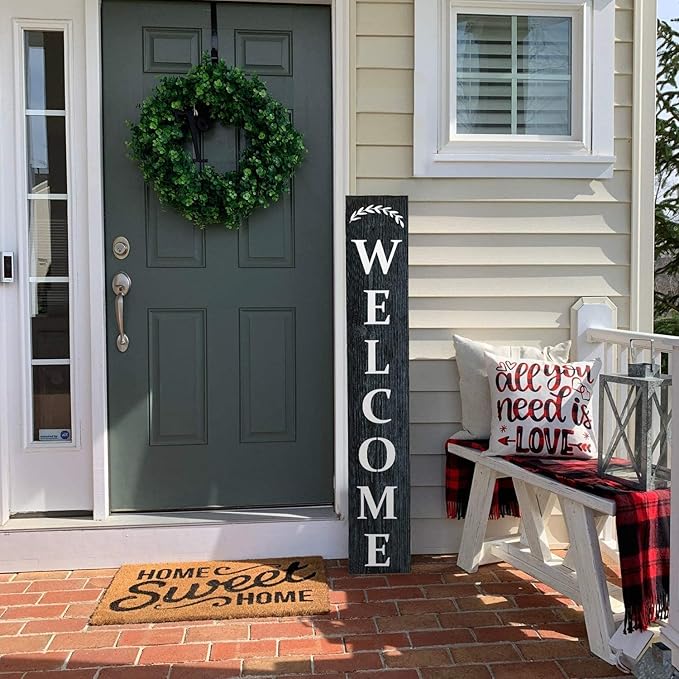 Welcome Stencil With Holiday Set for Painting on Wood - Reusable, DIY Projects, Gifts and More - Easy to Use Large Letter Horizontal and Vertical