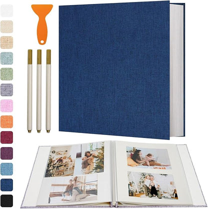 Vienrose Photo Album Self Adhesive 4x6 5x7 3x5 8x10 Scrapbook Album DIY Scrap Book with Metallic Pen 120 Pages
