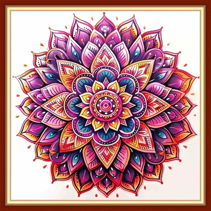Artvxeay Stamped Cross Stitch Kits | Embroidery Kits for Beginners Craft Kit Needlepoint for Adults Supplies DIY 11CT- (Colorful Mandala 18x18 inch)
