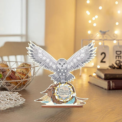 Tontut DIY Diamond Art Painting kit Ornament, Domineering White owl Handmade Three-Dimensional Ornaments, The Perfect Combination of Decoration and Art,Excellent Choice for Home Decoration Gifts
