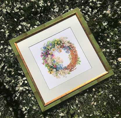 RIOLIS - Wreath with Bird Cherry 1536, Floral Cross Stitch Kits 11.75"x11.75", Cross Stitch Kits for Beginners & Advanced, Crossstitching Kit Adult, Embroidery Counted Stitching Kit