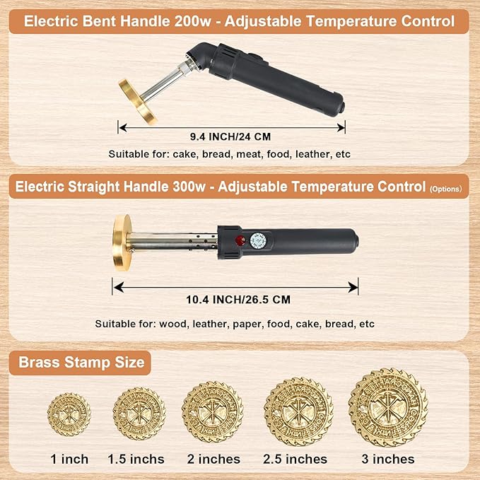 Terwex Custom Electric Branding Iron for Wood, Black Temperature-Controlled Wood Branding Iron Personalized Metal Stamp, Logo Branding Irons Letter Stamp for Leather Food, Woodworking Tools(1.5")