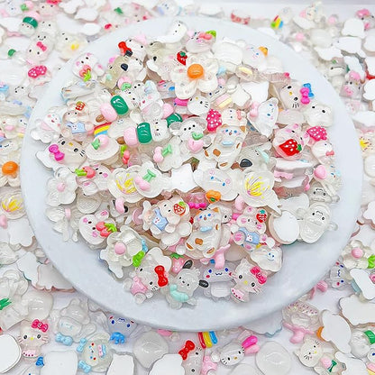 60 Pcs Slime Charms Bulk DIY Craft Making Kit, Cute Flat Back Resin Charms for Crafts (White)
