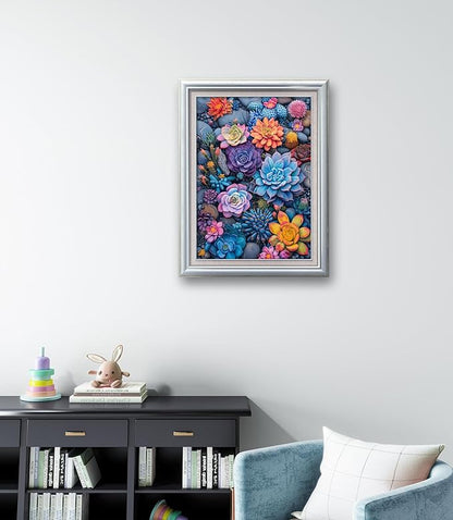 Leczany Cross Stitch Patterns Stamped Kit for Beginners | Embroidery Supplies DIY Craft Kit Needlepoint for Adults Starter | 11CT, 3 Strands | Colorful Succulent 15.8x22.4 inches