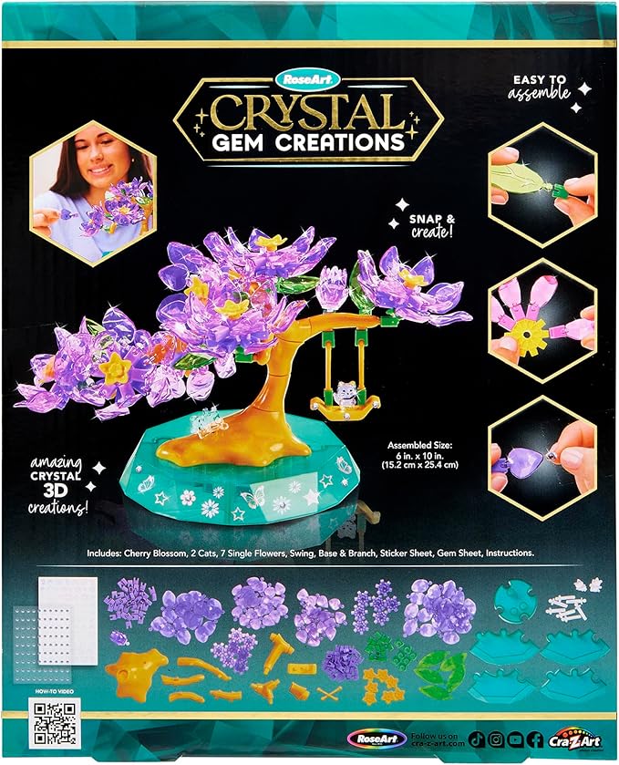 Crystal Gem Creations Blossoming Bonsai Kit by RoseArt, 240+ Pieces, Great for Adults, Tweens and Children Ages 8+