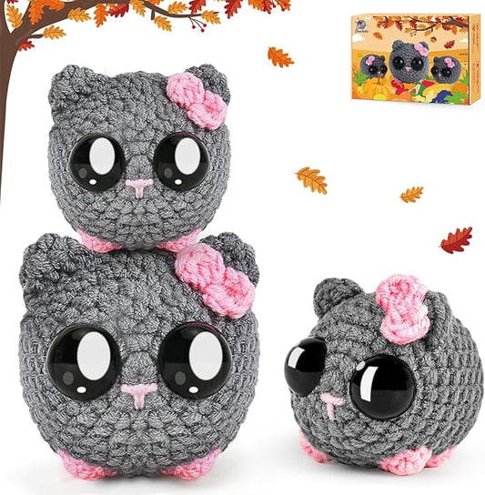 Crochet Kit for Beginners, Beginner Crochet Kit for Adults with Step-by-Step Video Tutorials, DIY Crochet Animal Kits Knitting Supplies