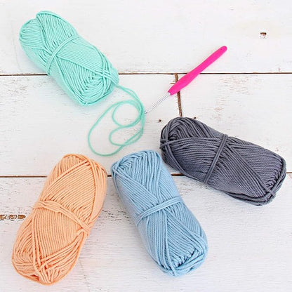 Threadart Crochet 100% Pure Cotton Yarn Set | Soft Pastel Colors | Pack of 4 Skeins Each 50 Grams | Worsted Medium #4 Yarn | 85 yds per Skein