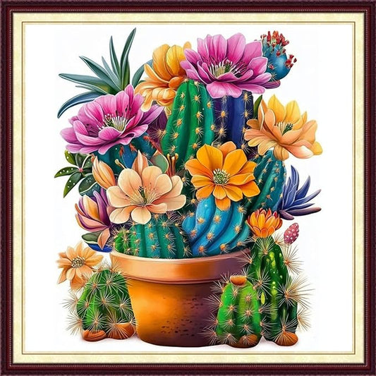DMCCRAFT Stamped Cross Stitch Kits for Adults 11CT Printed Cross-Stitch Patterns Embroidery Kits Easy Cross Stitching Needlepoint Kits&Succulent Plants and Flowers 18x18 inch