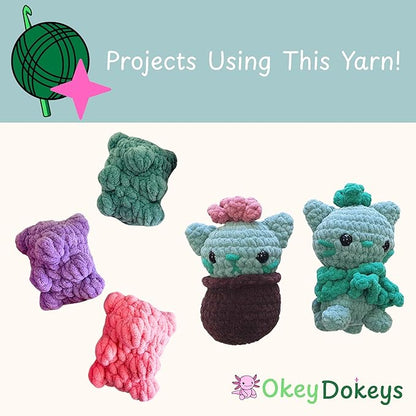 Okey Dokeys 300g Jumbo Velvet Chenille Yarn 7 Jumbo – Plush, No-Fray, Durable Plushies, Posh Soft Crochet Projects Beginner Friendly (130 yds) (Seafoam Sage Green (115), 1 Pack (17.90/Skein))