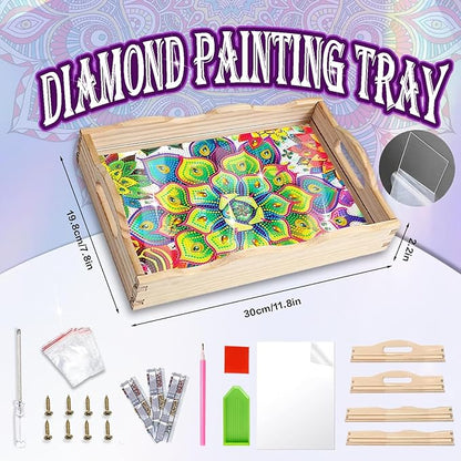 EWJRNSF Diamond Art Kits for Adults Wooden Serving Trays with Handles, 5D Diamond Painting Big Gem Arts and Craft Gifts Trays Decor Gift Home Decor 7.8x11.8 Inches Succulence B