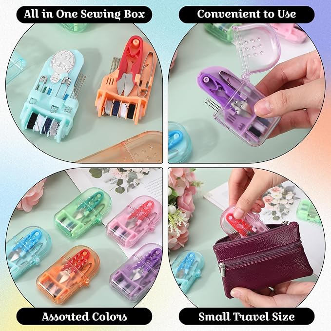 Solsew 20 Pieces Mini Travel Sewing Kit Bulk Portable Small Emergency Sewing Kit Mini Sewing Box for Traveler Hotel Charity Homeless Christmas Stocking Stuffer Gift