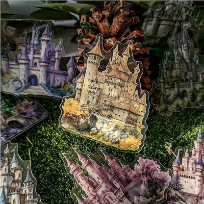 120 Pieces Aesthetic Gothic Magic Castle PET Sticker Set, 6 Pack Fantasy Castle Stickers for Scrapbooking, Journaling, Waterproof DIY Crafts, and Junk Journal Supplies