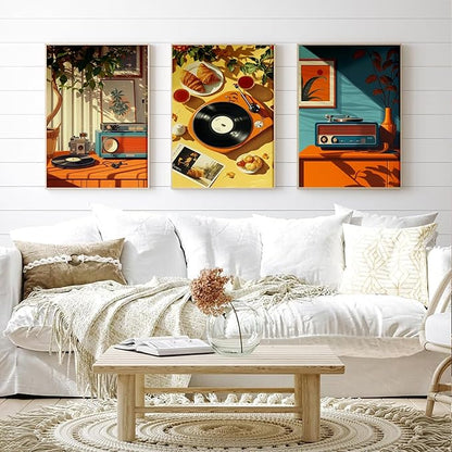 cupmod 6 Packs Vintage Music Paint by Numbers Kit for Adults,Retro Funny Adults Paint by Number Kits on Canvas Without Frame,Easy Acrylic Oil Painting by Numbers Kit for Home Wall Decor 9.8x13.8inch