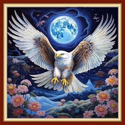 Dooxvey Cross Stitch Kit for Adults Beginners - Stamped Needlepoint Embroidery Kit, 11CT Pattern Moon Owl, 18x18 Inch