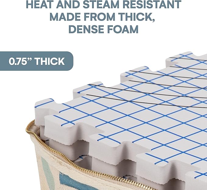 KnitIQ Pack of 9 Blocking Mats for Knitting and Crochet - Extra Thick Crochet Blocking Board with Grid Lines, 150 T-Pins, and Storage Bag - Interlocking Designs - Heat and Steam Resistant