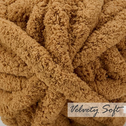ERLYEEN Chenille Chunky Yarn Super Bulky Soft Thick Fluffy Jumbo Giant Washable Polyester Big Yarn DIY for Arm Knit Blanket Cushion Bed Sofa Home Decor,Khaki,0.55LB