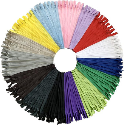 Bulk Zippers, DOITEM 45pcs 18 Inch Invisible Multicolor Nylon Coil Zippers for Sewing and Crafts 15 Colors