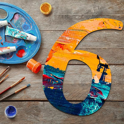 17 inch Large Wooden Numbers for Party Decor, Big Wood Number 6 for Wall Decor, Unfinished Blank Giant Wooden House Numbers, Wood Signs for Crafts, Birthday, Rustic Wedding, Christmas, Baby Shower