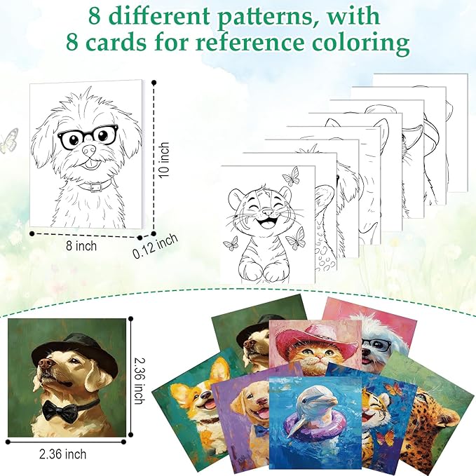 Cholemy 36 Pcs Valentine Paint and Sip Kit for Adults 8''x10'' Pre Drawn Canvas for Painting DIY Afro Acrylic Painting Kit Wood Easel Brushes Date Night Bulk for Party Gifts(Animal)