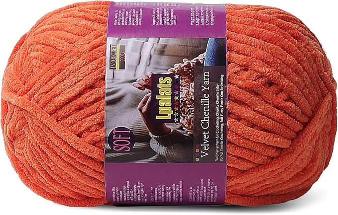 Chunky Chenille Yarn for Crocheting - 200g/7oz Baby Blanket Yarn for Crocheting Soft - 175 Yards Fluffy Thick Plush Yarns for Knitting Blankets Amigurumi (1, Orange)