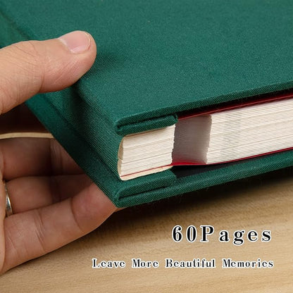 Spbapr Large Photo Album Self Adhesive Linen Cover Magnetic Scrapbook Album DIY Scrap Book 60 Black Sticky Pages for 3x5 4x6 5x7 8x10 Pictures with A Metal Pen