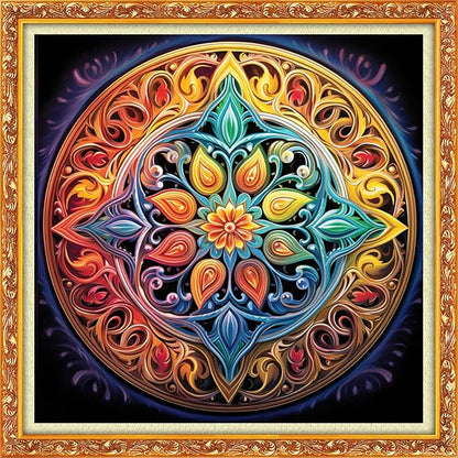 Dimxvean Stamped Cross Stitch Kits,Cross Stitch Kits for Adults Beginners,Embroidery Kits Full Range of Cross Stitch Stamped Kits Needlepoint Kits Cross Stitch Patterns-Mandala Wreath 18x18 inch