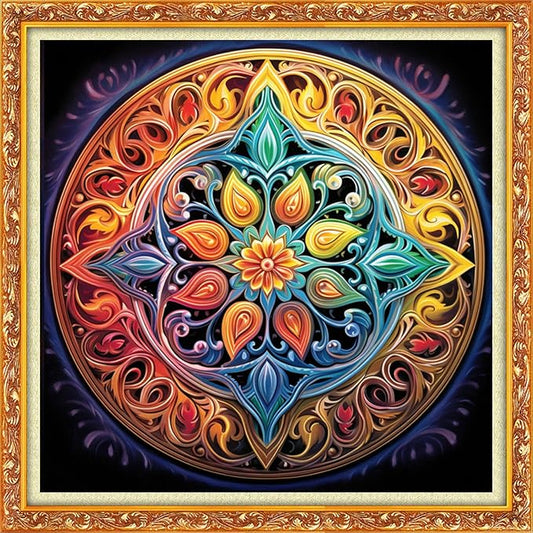 Dimxvean Stamped Cross Stitch Kits,Cross Stitch Kits for Adults Beginners,Embroidery Kits Full Range of Cross Stitch Stamped Kits Needlepoint Kits Cross Stitch Patterns-Mandala Wreath 18x18 inch