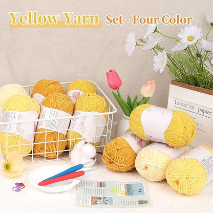 Coopay Skinny Chenille Yarn for Crocheting and Knitting, 12 Pack of 50g/1.76oz-1764yd Total, Soft Velvet Yarn of Baby Weights - Suitable for Baby Blankets, Plush Toys - Super Soft (Yellow Gradient)