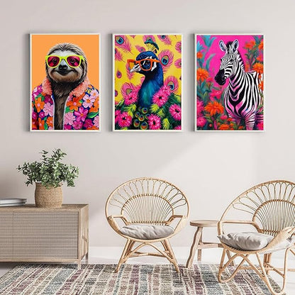 cupmod 6 Packs Colorful Animal Paint by Numbers Kit for Adults,DIY Watercolor Oil Painting by Numbers Kit,Easy Acrylic Adults Paint by Numbers Kit for Home Wall Decor 9.8x13.8inch