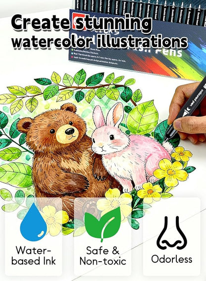 HornedDragon 80 Colors Dual Markers Brush Pens, Fine Felt & Brush Tip Marker Christmas Gifts for Adults, Stocking Stuffers Art Marker Pens for Coloring Book Journaling Note Taking Hand Lettering
