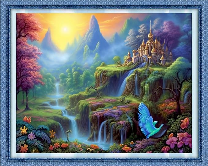 Dooxvey Cross Stitch Kits for Adults Stamped Full Range of Embroidery Starter Kits for Beginners 11CT Printed Cross Stitch Patterns Needlepoint Kits Stamped Crossstitching-Scenery on Earth 16x20 inch