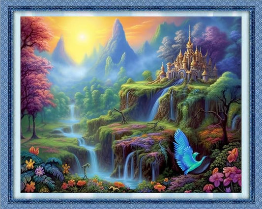Dooxvey Cross Stitch Kits for Adults Stamped Full Range of Embroidery Starter Kits for Beginners 11CT Printed Cross Stitch Patterns Needlepoint Kits Stamped Crossstitching-Scenery on Earth 16x20 inch