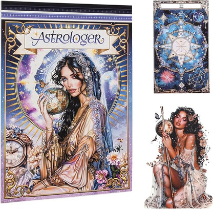 Astrology Sticker Book for Journaling, Pre-Cut Gorgeous Scrapbook Sticker for Adults Women, Transparent PET Washi Paper Materials for Collage Art, Card Making, Junk Journal