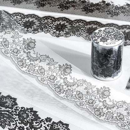 AuriicLeaf Lace Dream PET Tape Set, 6 Rolls of Elegant Floral Stickers for Scrapbooking, Journaling, DIY Crafts, and Art Supplies