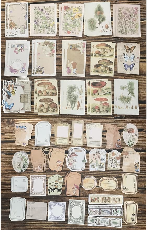 Esweny 200PCS Vintage Scrapbooking Supplies Kit for Journaling, Scrapbook Sticker Paper Pack for Junk Journal Planners Aesthetic Cottagecore Room Decor Wall Art Collage Album (Nature)