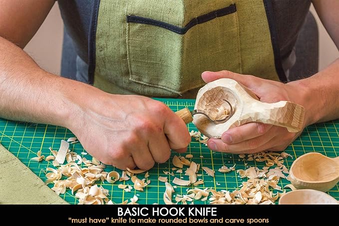 BeaverCraft Wood Spoon Carving Tools Kit S17 with Wood Carving Hook Knife & Sloyd, Chip Whittling Knives for Spoon Carvers - Whittling Tools Set with Knife Leather Strop Polishing Compound, Tool Case