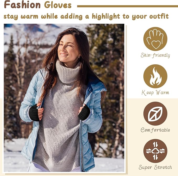 GliCraft Knitting Kit for Beginners Learn to Knit Kit for Adults Gloves Starter Bundle with Step-by-Step Instructions Includes Wool Yarn, Needles & Accessories(Black)