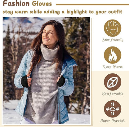 GliCraft Knitting Kit for Beginners Learn to Knit Kit for Adults Gloves Starter Bundle with Step-by-Step Instructions Includes Wool Yarn, Needles & Accessories(Black)