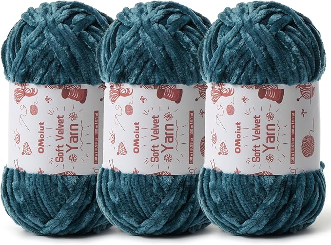3x100g Fluffy Velvet Chenille Yarn for Crocheting and Knitting, 3x87.4yd Baby Yarn for Crocheting Soft, Crochet Chunky Yarn Amigurumi Yarns（Sapphire Blue