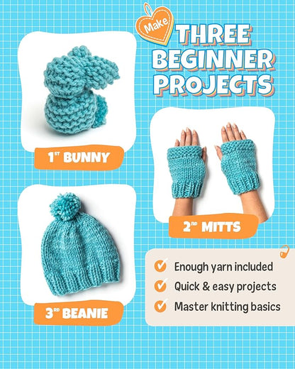 Complete Knitting Kit for Beginners - Learn to Knit Kit with Knitting Accessories Like Thick Beginner Yarn, Bamboo Needles for Beginners & More - Includes Video Tutorials & Written Guide