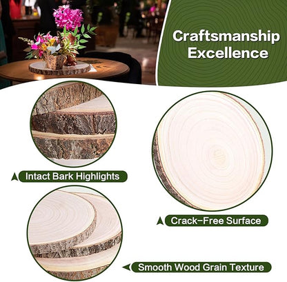 8Pcs 10-12 Inches Wood Slices Large Wood Rounds Centerpieces for Tables Rustic Round Wooden Discs