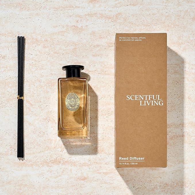 M&SENSE 10.14 oz Large Reed Diffuser Set | Evergreen Pine Scent Oil Diffuser with Sticks | Hotel Collection Non-Toxic Essential Oil |for Bedroom Bathroom Living Room