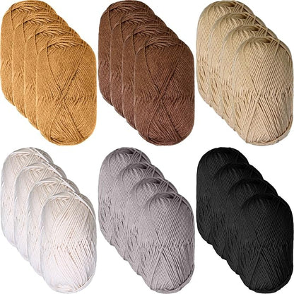 24 Skeins Soft Cotton Yarn Total 2880 Yards Assorted Colors Yarn for Crocheting and Knitting 4 Ply Acrylic Gauze for DIY Crafts Project, Each Skein 1.76 Oz/120 Yard(Gray Series)