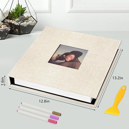 Zesthouse 18 In Photo Album Self Adhesive with Picture Display Window, 3-Ring Scrapbook Albums 60 Pages Holds 10x12 8x10 5x7 4x6 Photos, DIY Photo Book Ideal Gift for Family Wedding Baby
