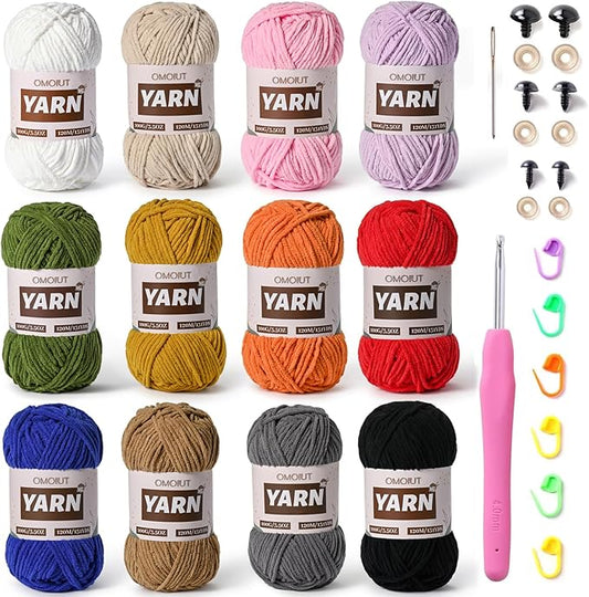 12 Pack 42.3oz/1572yds Bulky Multicolor Yarn Set, Plush Chenille Blanket Yarn for Crocheting, Fluffy Velvet Yarns for Crochet, Fuzzy Baby Yarns for Crocheting Soft, Crochet Amigurumi C