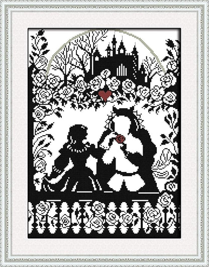Stamped Cross-Stitch Needlepoint Kits Pre-Printed Patterns for Beginners Adults, Embroidery Cross-Stitching Kit Wall Art Cross Stitch- Fairy Tale Prince and Princess Kits