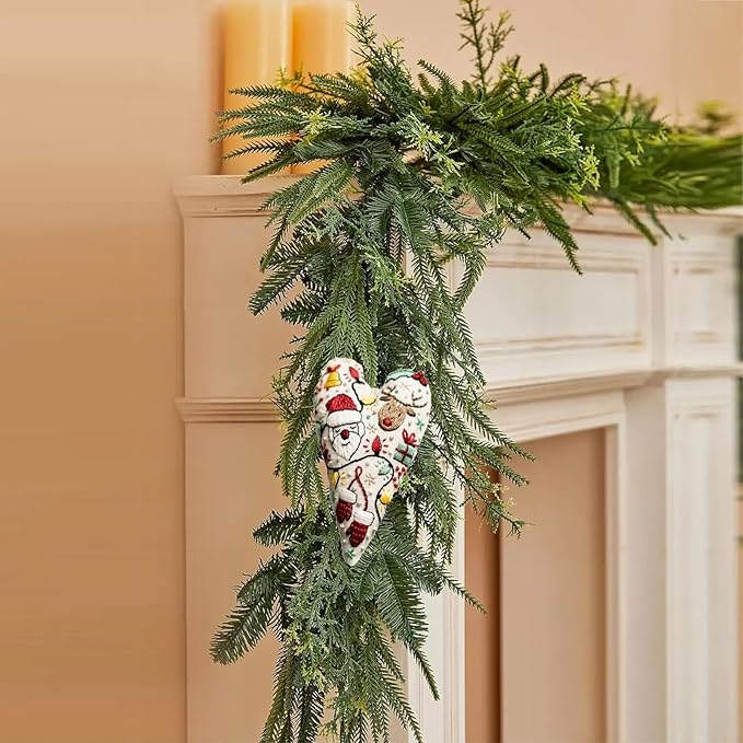 4 PCS Christmas Ornament Embroidery Kits,DIY Heart Shaped Hand Christmas Tree Embroidered Ornament,Nativity Cross Stitch Kit for Winter Pattern Embroidery Decoration,Holiday Hanging Home Decor Gift