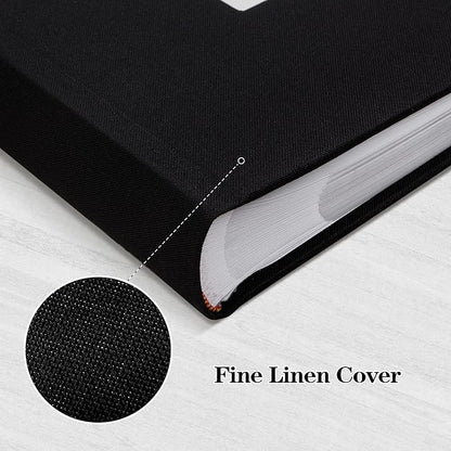 Mublalbum Photo Album 4x6 200 Photos Linen Cover with Memo Areas Photobook Pictures Book for Wedding Family Baby and Vacation (Black)