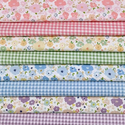 8Pcs 20" x 20" Cotton Fabric DIY Making Supplies Quilting Patchwork Fabric Fat Quarter Bundles DIY for Quilting Cotton Patchwork Cushions (Big Flowers Square, 20" x 20")