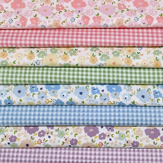 8Pcs 20" x 20" Cotton Fabric DIY Making Supplies Quilting Patchwork Fabric Fat Quarter Bundles DIY for Quilting Cotton Patchwork Cushions (Big Flowers Square, 20" x 20")